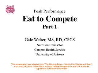 Peak Performance Eat to Compete Part 1
