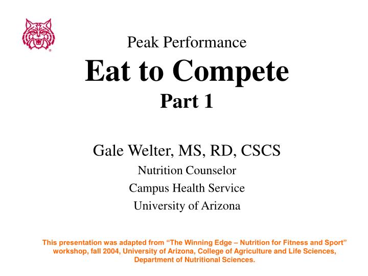 peak performance eat to compete part 1