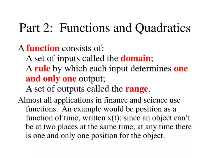 part 2 functions and quadratics