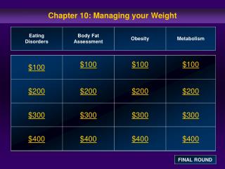 Chapter 10: Managing your Weight
