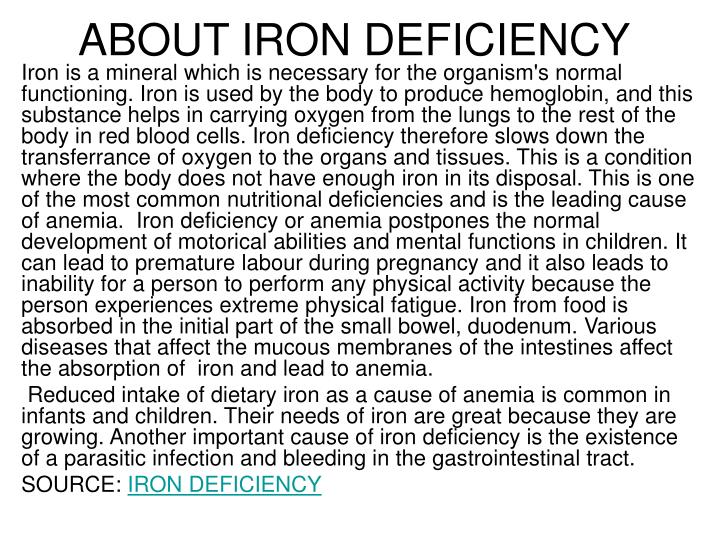 about iron deficiency