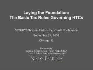 Laying the Foundation: The Basic Tax Rules Governing HTCs