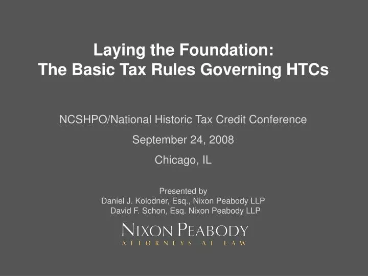 laying the foundation the basic tax rules governing htcs