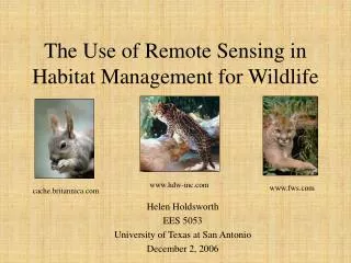 The Use of Remote Sensing in Habitat Management for Wildlife