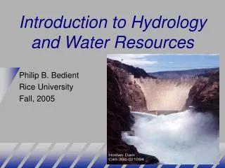Introduction to Hydrology and Water Resources