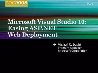 Microsoft Visual Studio 10: Easing ASP.NET Web Deployment
