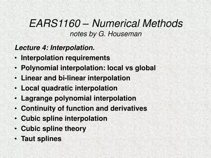 ears1160 numerical methods notes by g houseman