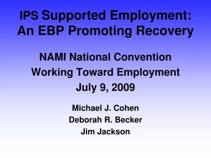 ips supported employment an ebp promoting recovery