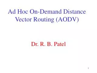Ad Hoc On-Demand Distance Vector Routing (AODV)