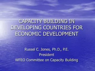 CAPACITY BUILDING IN DEVELOPING COUNTRIES FOR ECONOMIC DEVELOPMENT