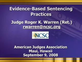 Evidence-Based Sentencing Practices