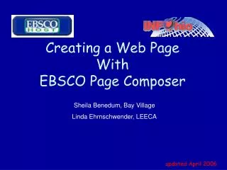 Creating a Web Page With EBSCO Page Composer