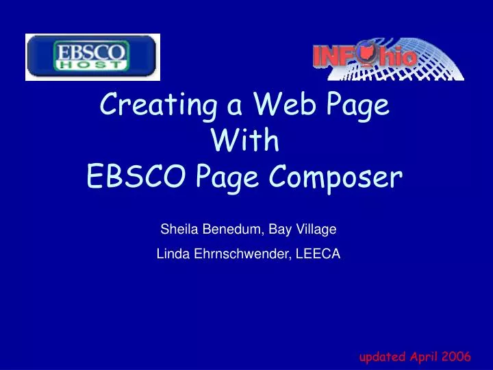 creating a web page with ebsco page composer