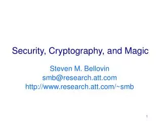 Security, Cryptography, and Magic