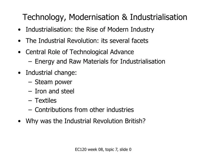 technology modernisation industrialisation