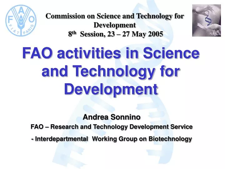 fao activities in science and technology for development