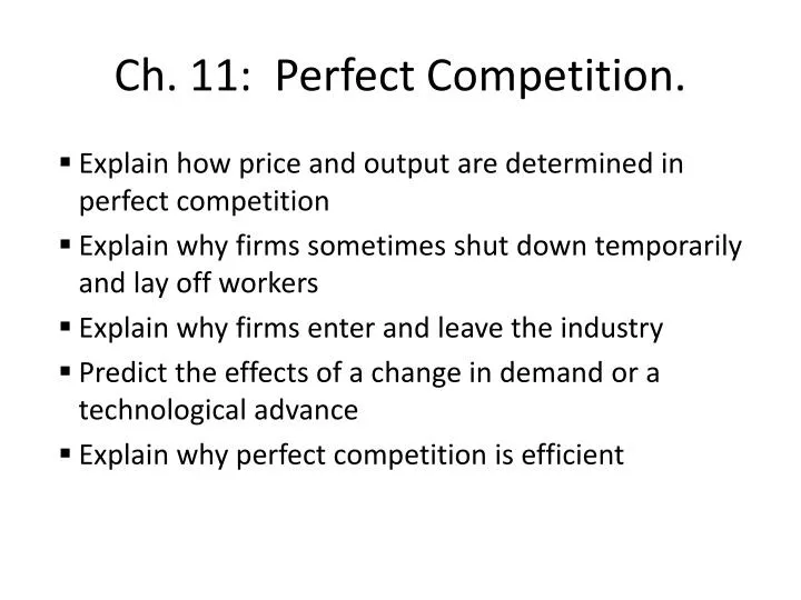 ch 11 perfect competition