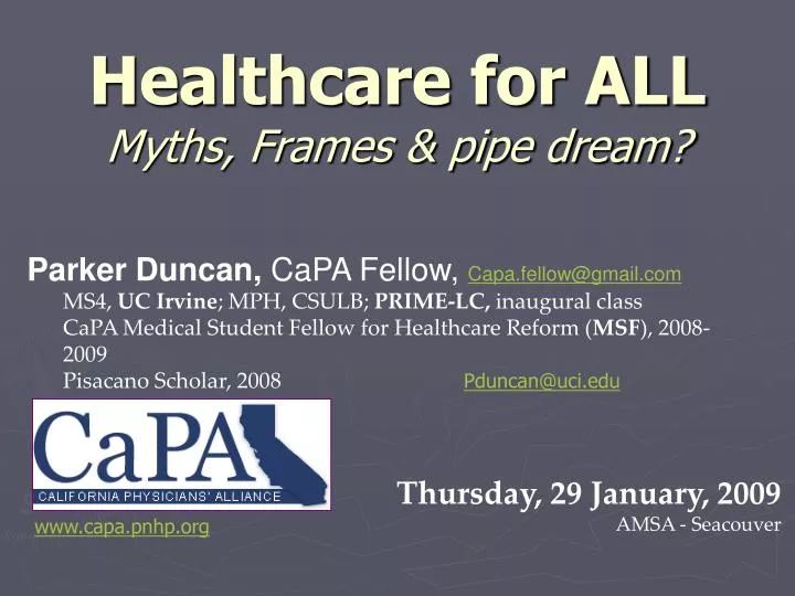 healthcare for all myths frames pipe dream
