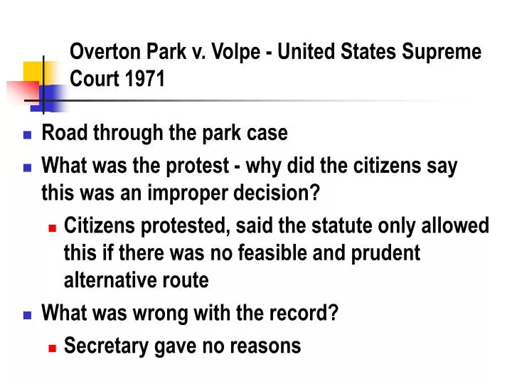 overton park v volpe united states supreme court 1971