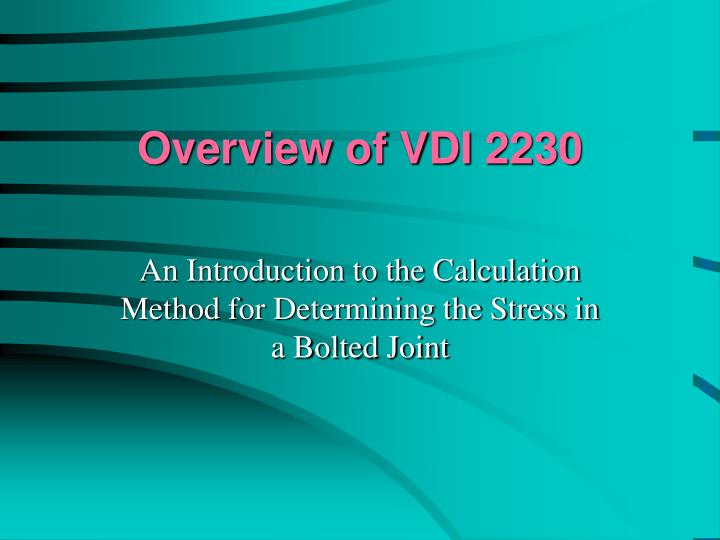 overview of vdi 2230