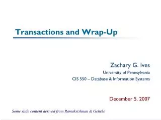 Transactions and Wrap-Up