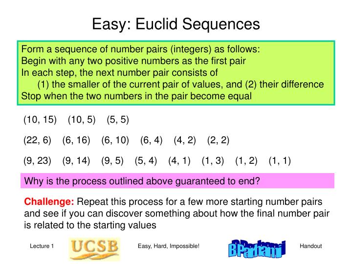easy euclid sequences