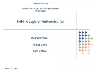 BAN: A Logic of Authentication