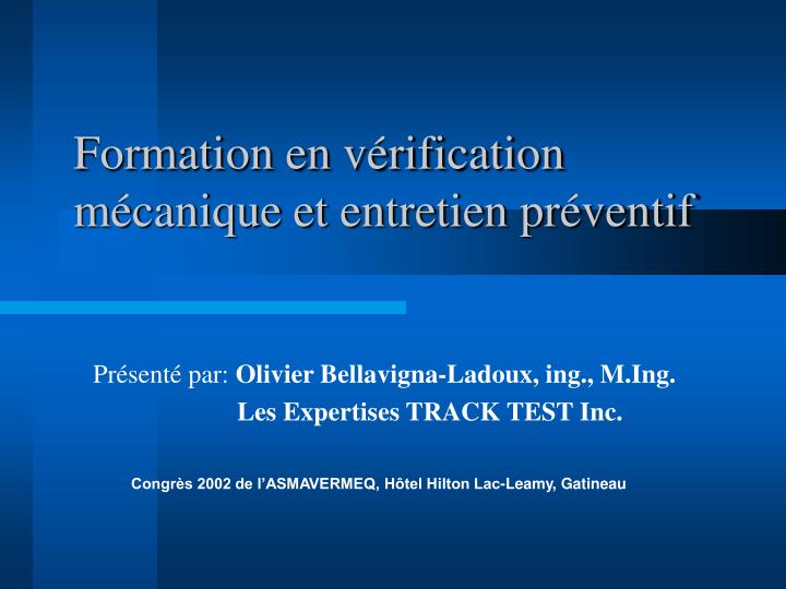 formation en v rification m canique et entretien pr ventif