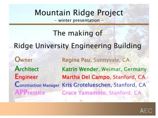 Mountain Ridge Project - winter presentation -