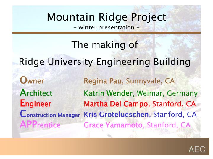 mountain ridge project winter presentation