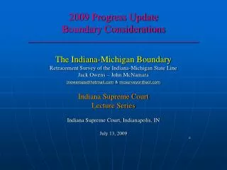 2009 Progress Update Boundary Considerations ______________________________________________________