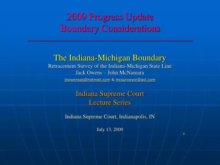 2009 progress update boundary considerations