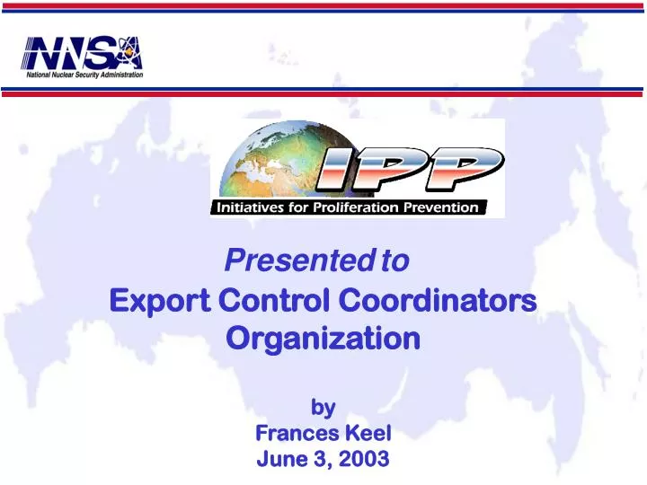 export control coordinators organization by frances keel june 3 2003