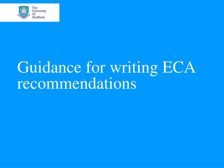 guidance for writing eca recommendations