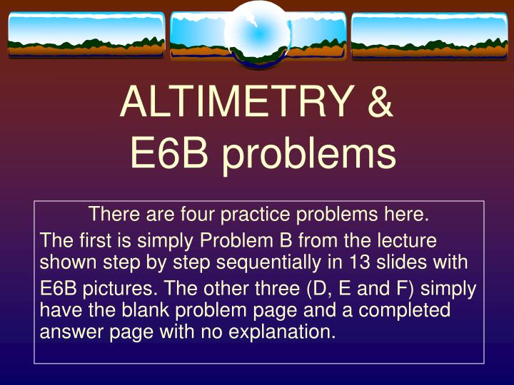 altimetry e6b problems