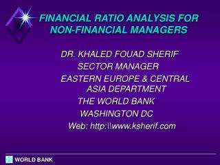 FINANCIAL RATIO ANALYSIS FOR NON-FINANCIAL MANAGERS