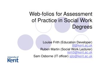 Web-folios for Assessment of Practice in Social Work Degrees