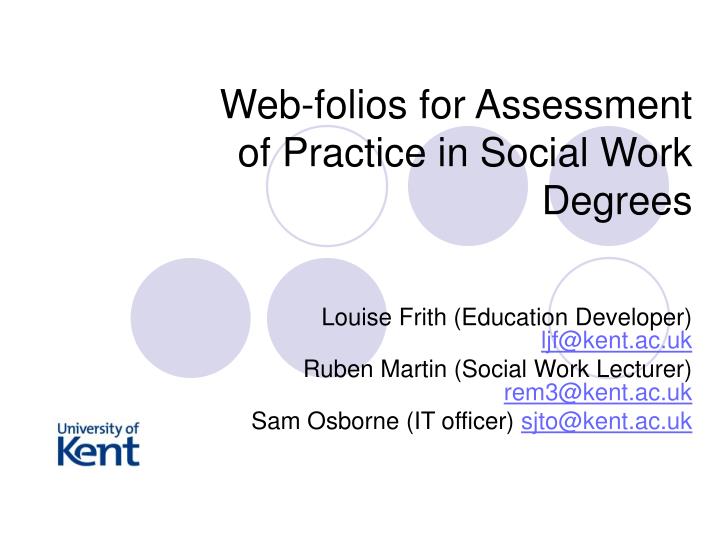 web folios for assessment of practice in social work degrees