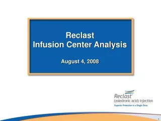 Reclast Infusion Center Analysis August 4, 2008