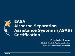 EASA Airborne Separation Assistance Systems (ASAS) Certification