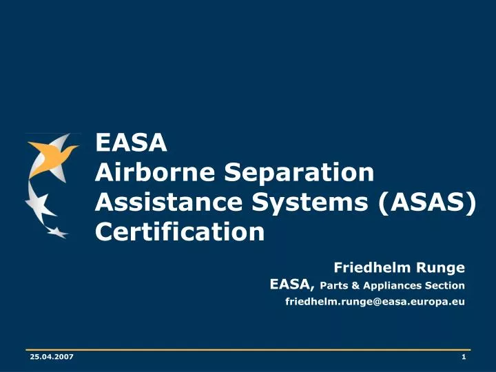 easa airborne separation assistance systems asas certification