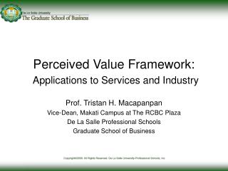 Perceived Value Framework: Applications to Services and Industry