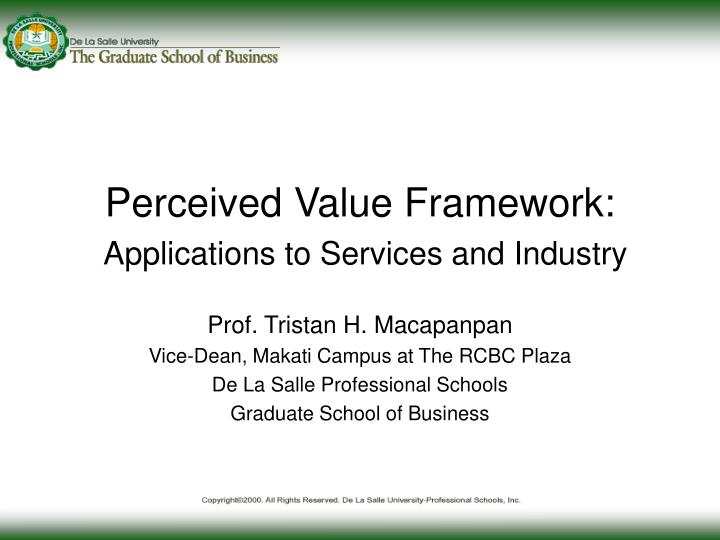perceived value framework applications to services and industry