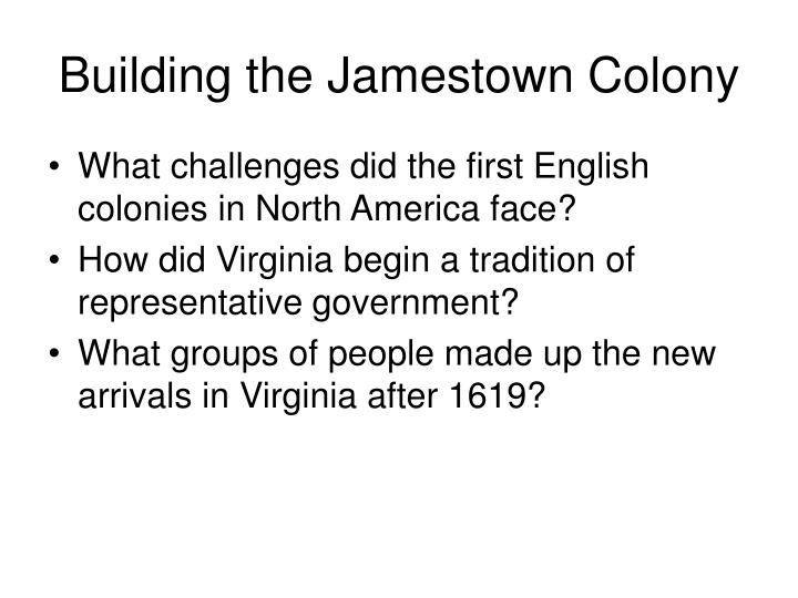 building the jamestown colony