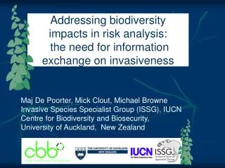 Addressing biodiversity impacts in risk analysis: the need for information exchange on invasiveness
