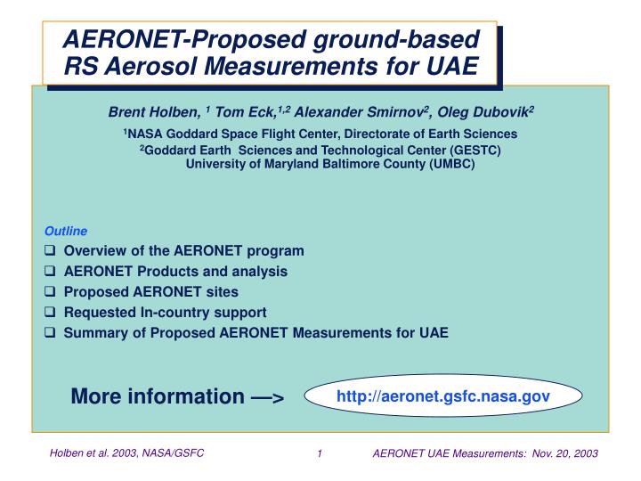 aeronet proposed ground based rs aerosol measurements for uae