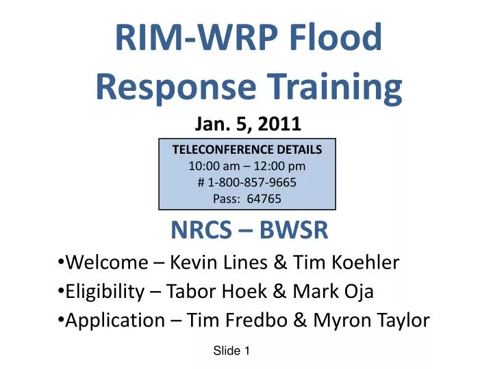 rim wrp flood response training jan 5 2011