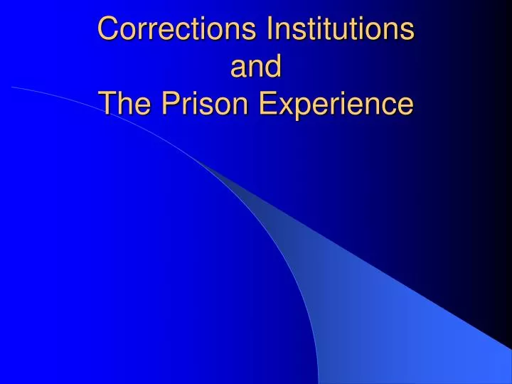 corrections institutions and the prison experience