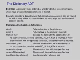 The Dictionary ADT