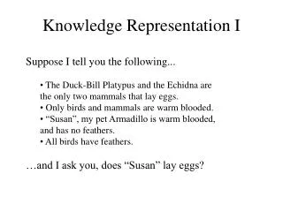 Knowledge Representation I